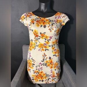 Floral Print Short Sleeve Dress Small